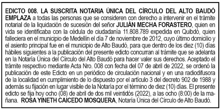 Edicto Julián Mecha Forastero