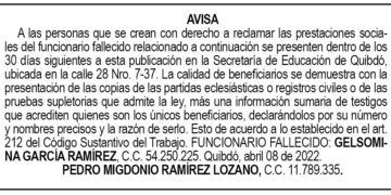 Edicto aviso Gelsomina García Ramírez