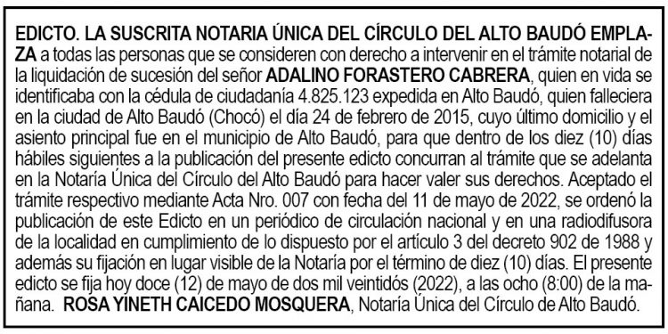 Edicto Adalino Forastero Cabrera