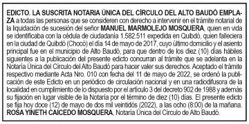 Edicto Manuel Marmolejo Mosquera