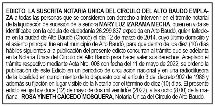 Edicto Mary Luz Izarama Mecha