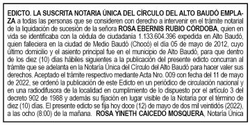 Edicto Rosa Ebernis Rubio Córdoba