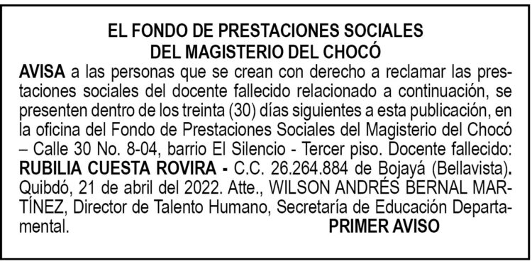 Edicto 1er. aviso Rubilia Cuesta Rovira