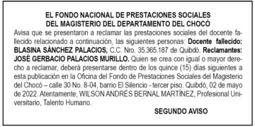 Edicto 2do. aviso Blasina Sánchez Palacios