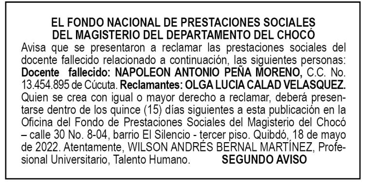 Edicto 2do. aviso Napoleón Antonio Peña Moreno