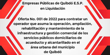 Aviso de Empresas Públicas de Quibdó E.S.P. en Liquidación