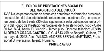 Edicto 1er. aviso Jesús Aldemar Gracia Castro