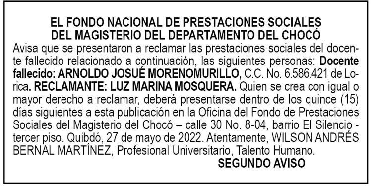 Edicto 2do. aviso Arnoldo Josué Moreno Murillo