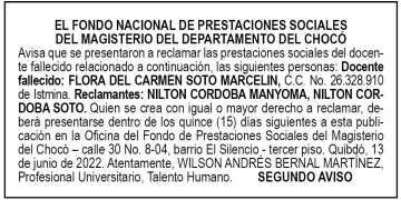 Edicto 2do. aviso Flora del Carmen Soto Marcelín