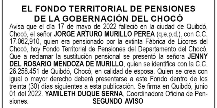 Edicto 2do. aviso Jorge Arturo Murillo Perea
