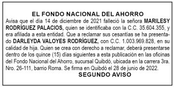 Edicto 2do. aviso Marilesy Rodríguez Palacios