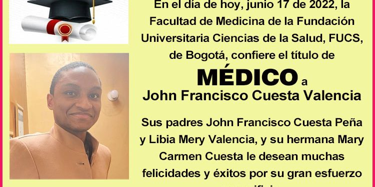 Grado de Médico, John Francisco Cuesta Valencia