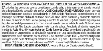 Edicto José Casiano Jave Hurtado