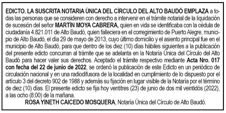 Edicto Martín Moya Cabrera
