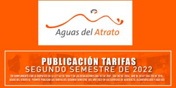 Aguas del Atrato: tarifas 2do. semestre 2022