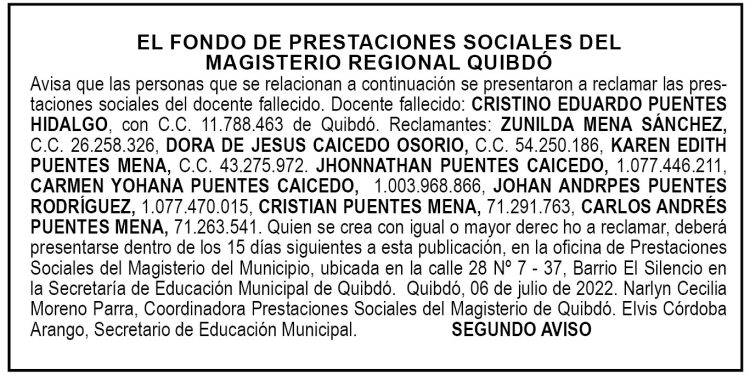 Edicto 2do. aviso Cristino Eduardo Puentes Hidalgo