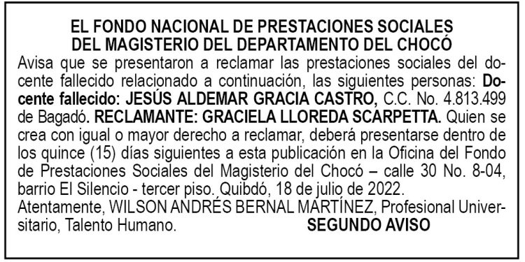 Edicto 2do. aviso Jesús Aldemar Gracia Castro