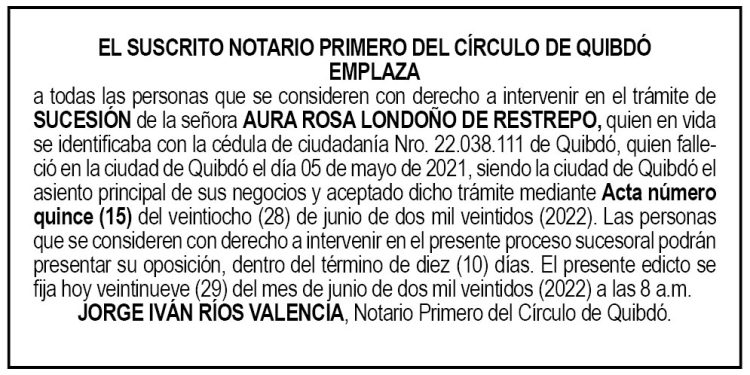 Edicto Aura Rosa Londoño de Restrepo