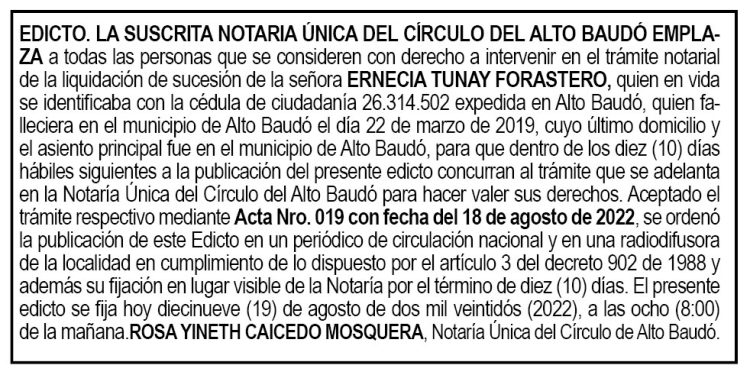 Edicto Ernecia Tunay Forastero
