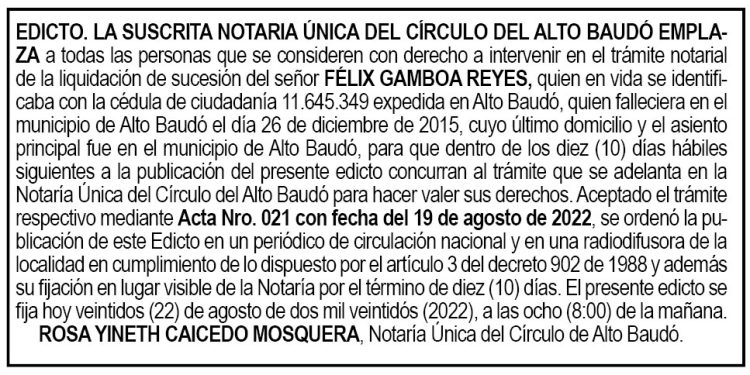 Edicto Félix Gamboa Reyes