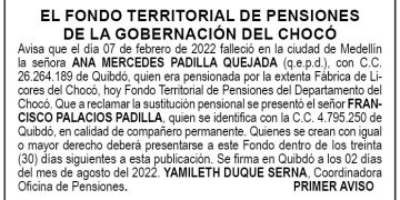 Edicto 1er. aviso Ana Mercedes Padilla Quejada