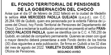Edicto 2do. aviso Ana Mercedes Padilla Quejada