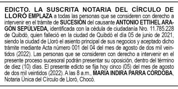 Edicto Antonio Ettihel Aragón Sepúlveda