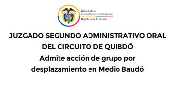 Admiten acción de grupo por desplazamiento en Medio Baudó