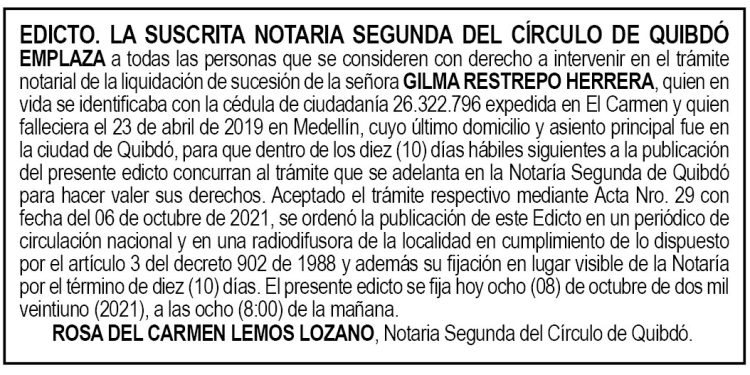 Edicto Gilma Restrepo Herrera