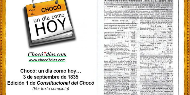 Chocó: un día como hoy… 3 de septiembre