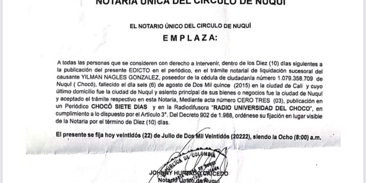 Edicto Yilman Nagles González