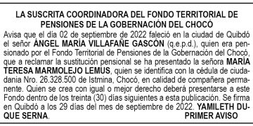 Edicto 1er. aviso Ángel María Villafañe Gascón