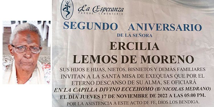 Segundo Aniversario de Ercilia Lemos de Moreno