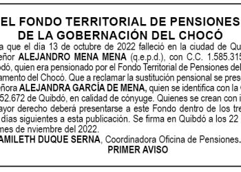 Edicto 1er. aviso Alejandro Mena Mena