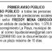 Edicto 1er. aviso Freddy Mena Obregón