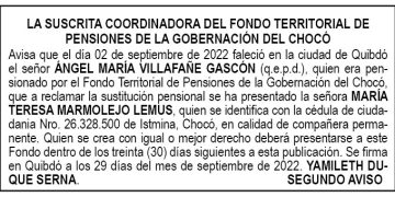 Edicto 2do. aviso Ángel María Villafañe Gascón