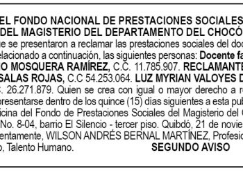 Edicto 2do. aviso Balbino Mosquera Ramírez