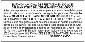 Edicto 2do. aviso María Heisa del Carmen Figueroa