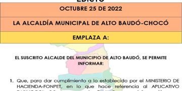Edicto Alcaldía Municipal de Alto Baudó