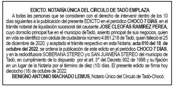 Edicto José Cleofás Ramírez Perea