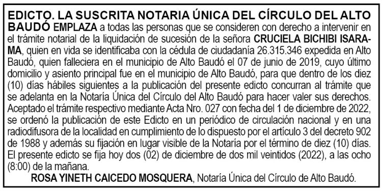 Edicto Cruciela Bichibi Isarama