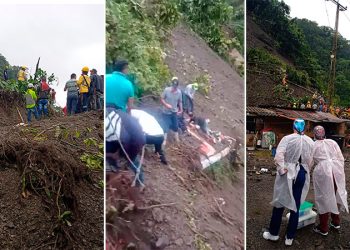 Avanzan labores de rescate en el derrumbe sepultó un bus que cubría la ruta Cali-Condoto