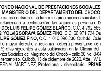 Edicto 1er. aviso Luis Felipe Gómez Blanco