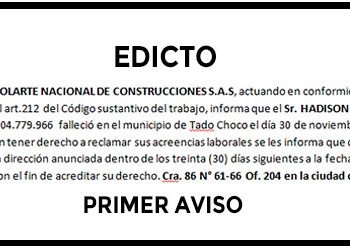 Edicto 1er. aviso Hadison Romaña Arias