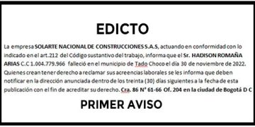 Edicto 1er. aviso Hadison Romaña Arias