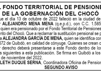 Edicto 2do. aviso Alejandro Mena Mena