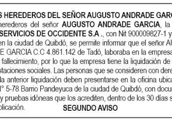 Edicto 2do. aviso Augusto Andrade García
