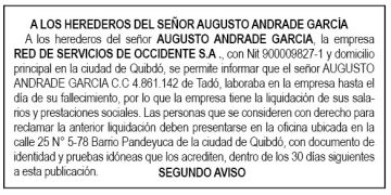 Edicto 2do. aviso Augusto Andrade García