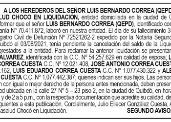 Edicto 2do. aviso Luis Bernardo Correa