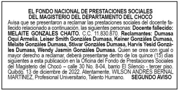 Edicto 2do. aviso Melaite González Chaito